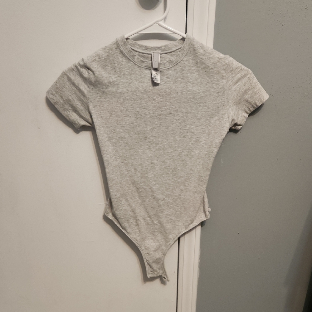 SKIMS Gray Short Sleeve Bodysuit